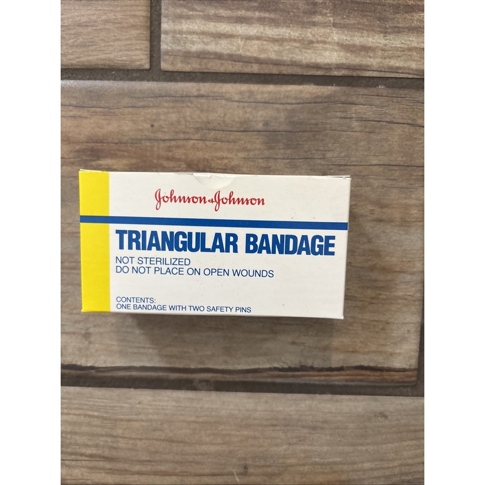 New Vintage Johnson &‎ Johnson Triangular Bandage W/ Box Advertising Collectable